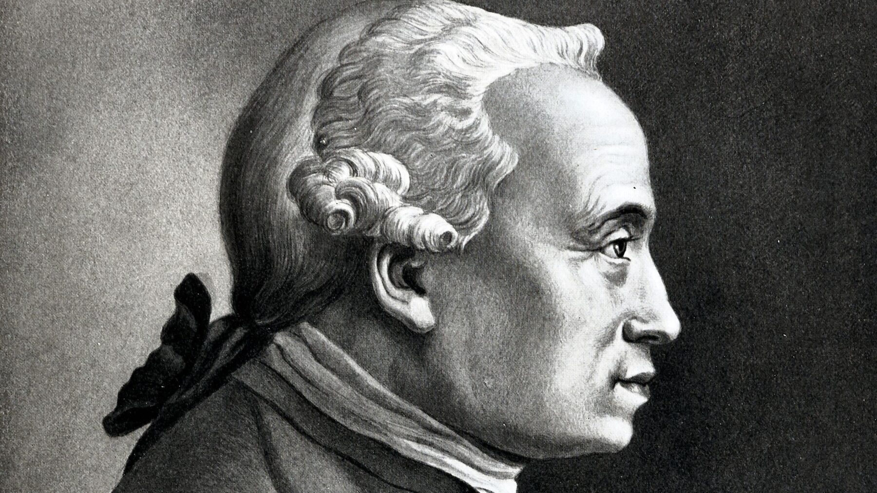 Porträt von Immanuel Kant, seitliches Profil in schwarz-weiß