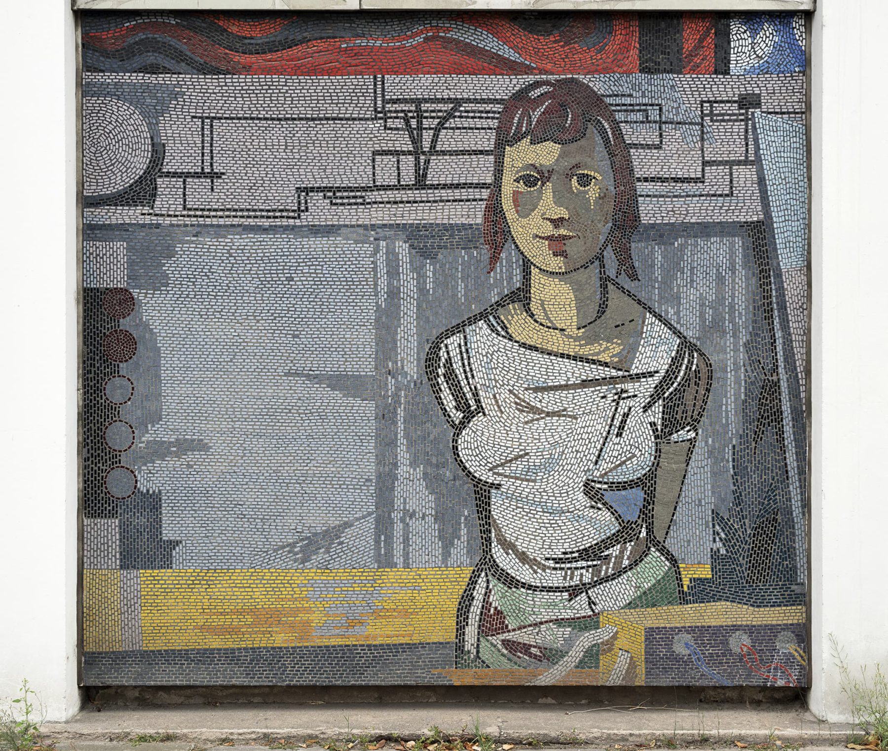 Bild einer Frau aus bunten Mosaiksteinchen